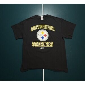 Vintage Pittsburgh Steelers T Shirt Size Men's XL NFL Reebok Black‎ Football Y2K